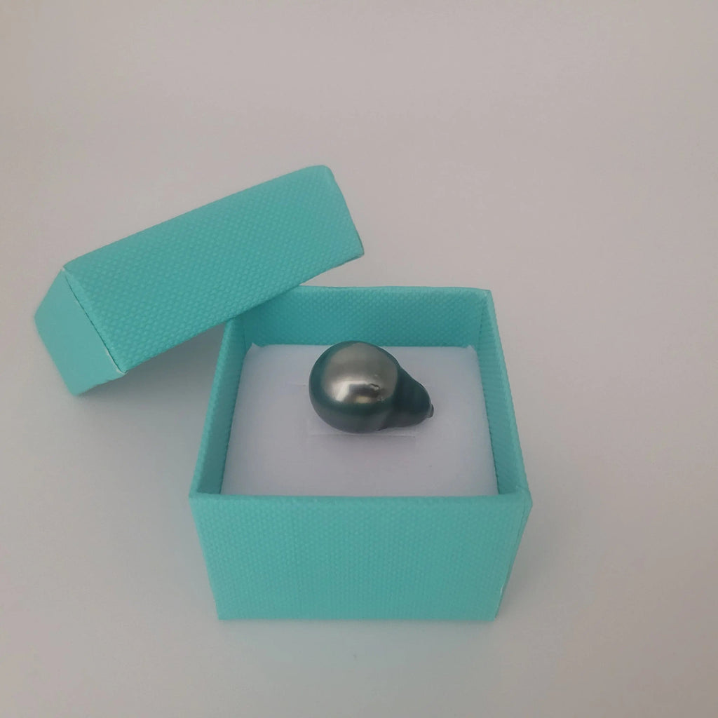 Large Tahitian teardrop pearl 22x15mm side view — Pinctada margaritifera