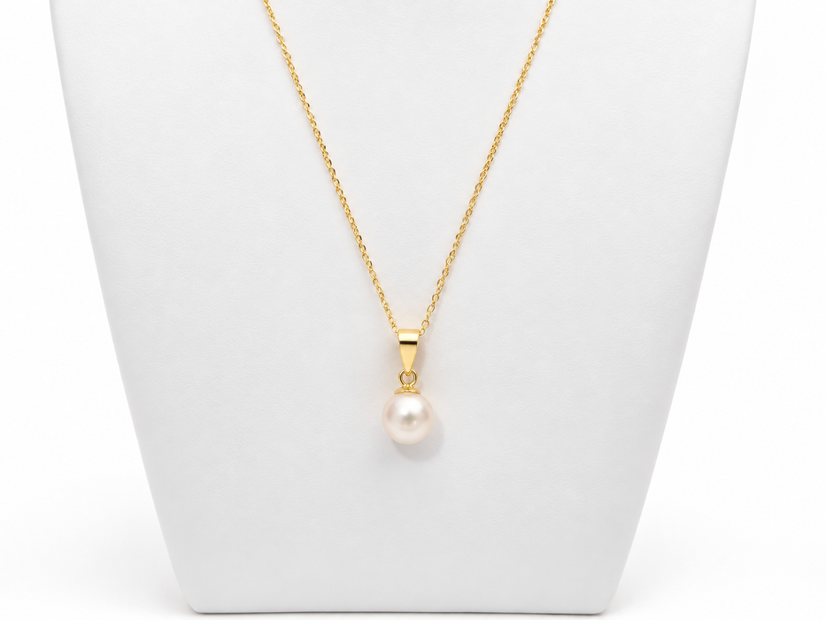 Akoya Pearls 7.5-8  mm AAA Quality Pendant Yellow Gold