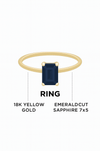 18K Yellow Gold Ring with Emerald - Cut Sapphire - MIMUKA