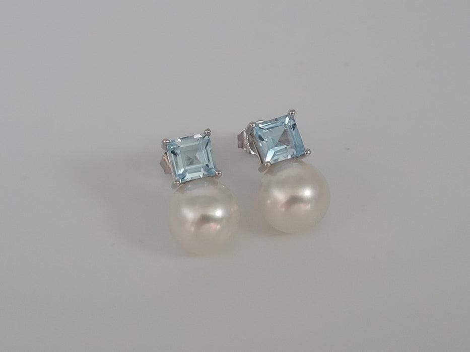 South Sea Pearls and Precious Stones Blue Topaz Earrings |  The South Sea Pearl |  The South Sea Pearl