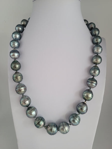 Tahiti Pearls Necklace large size 12-14 mm of Dark Natural Color |  The South Sea Pearl |  The South Sea Pearl