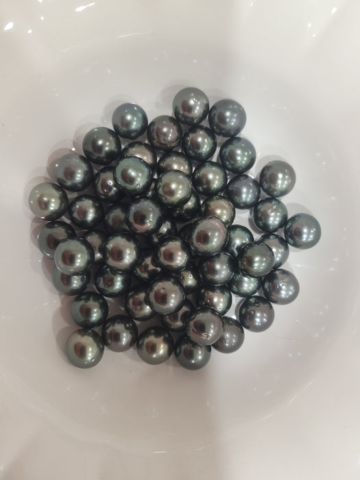 Tahiti Loose Pearls 11-12 mm Round Dark Natural Color and Very High Luster and Orient