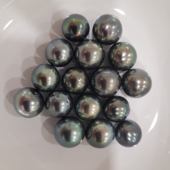 Tahiti Loose Pearls 11-12 mm Natural Dark Green Color and Very High Luster