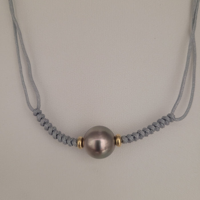 Tahiti Pearl 11 mm AAA Necklace Hand-Made and Size Adjustable