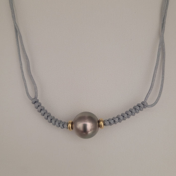 Tahiti Pearl 11 mm AAA Necklace Hand-Made and Size Adjustable