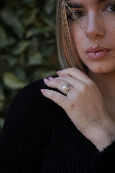 White South Sea Pearl Ring 9mm Round Silver 925