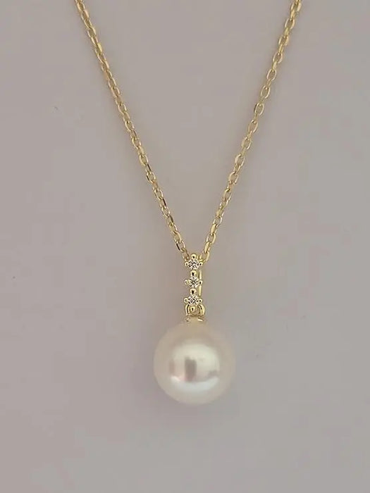 Akoya Cultured Pearl 8 mm in Silver 925 Gold Plated | The South Sea Pearl |  The South Sea Pearl