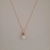 Akoya Cultured Pearl, Diamond, Green Amethyst, 18K Rose Gold necklace |  The South Sea Pearl |  The South Sea Pearl