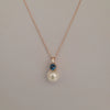 Akoya Cultured Pearl, Diamond, London Blue Topaz, 18K Rose Gold Pendant Necklace |  The South Sea Pearl |  The South Sea Pearl