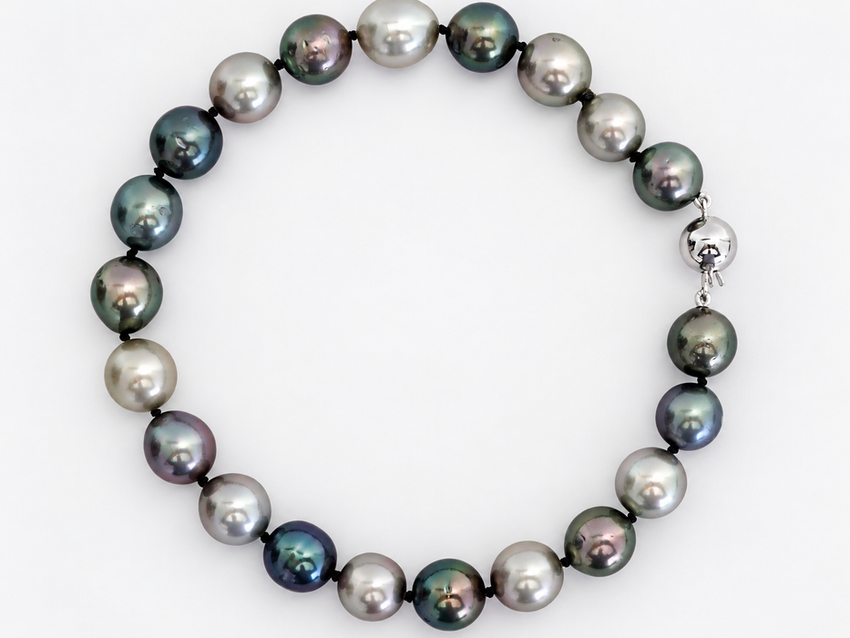 Tahitian Pearl Bracelet 9-10mm Multicolor — 18K White Gold Clasp