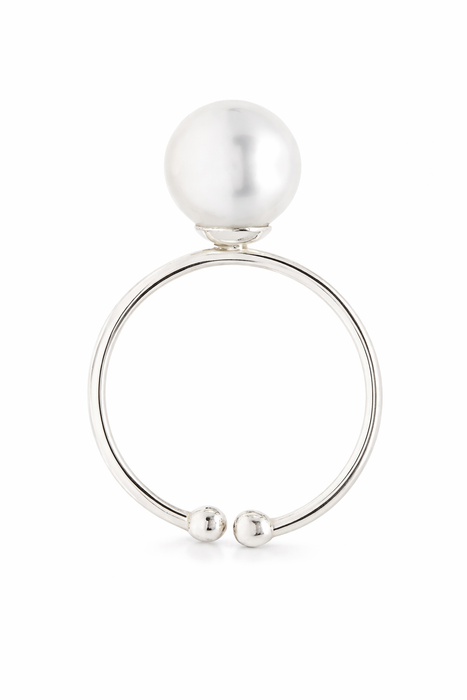 White South Sea Pearl Ring 9 mm Silver 925 Ring
