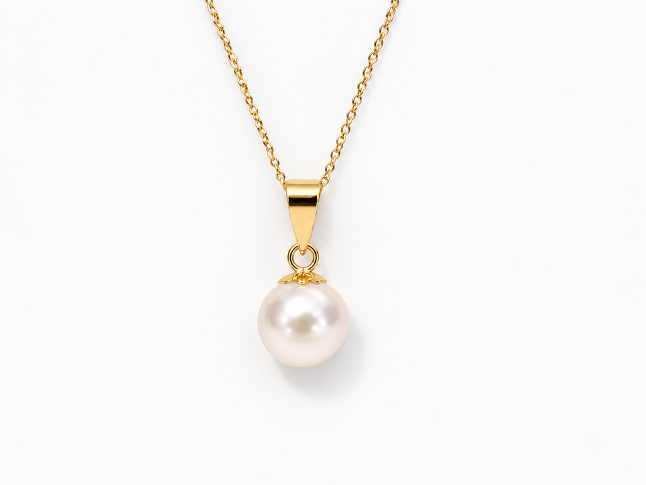 Akoya Pearls 7.5-8  mm AAA Quality Pendant Yellow Gold
