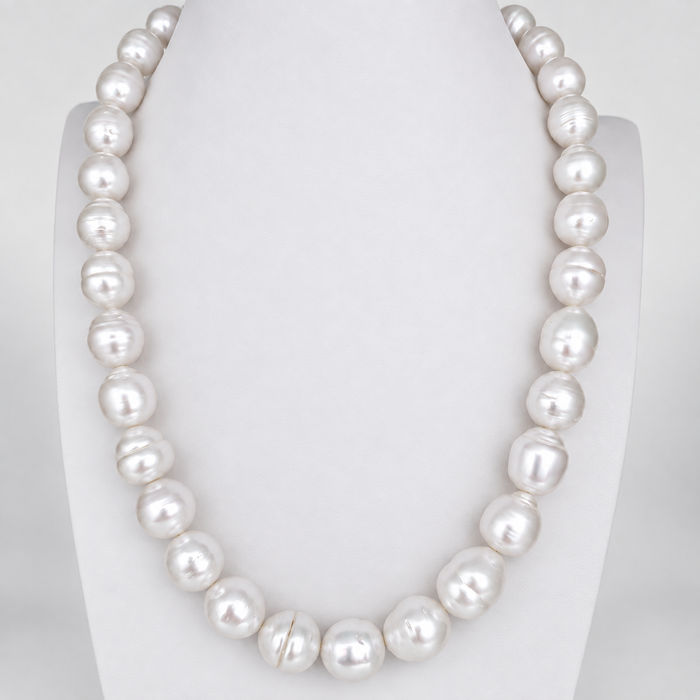 White South Sea Pearl Necklace 10-12.50 mm Very High Luster 18K Gold Clasp