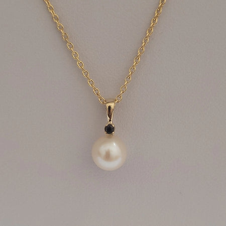 Cultured Pearl 8 mm AAA 9K Gold Sapphire Precious Stone | The South Sea Pearl |  The South Sea Pearl