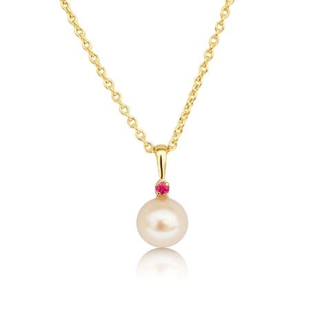 Cultured Pearl 8 mm AAA Round Ruby Precious Stone 9K Gold | The South Sea Pearl |  The South Sea Pearl