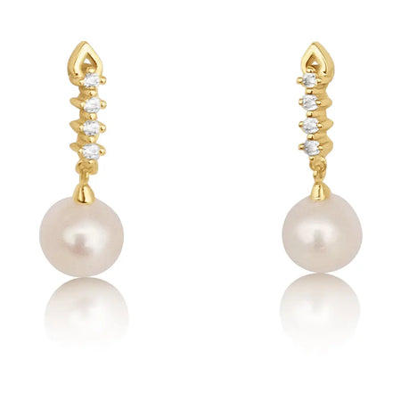 Cultured Pearl Earrings 7.5-8 mm Silver 925 Gold Plated | The South Sea Pearl |  The South Sea Pearl