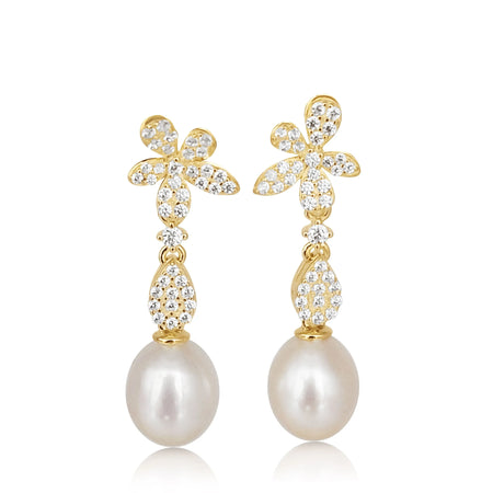 Cultured Pearl Earrings 8 mm Tear-Drop Natural Color in Silver 925 | The South Sea Pearl |  The South Sea Pearl
