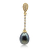 Cultured Pearl Earrings Tear-Drop Shape 8 mm AAA Black Color | The South Sea Pearl |  The South Sea Pearl