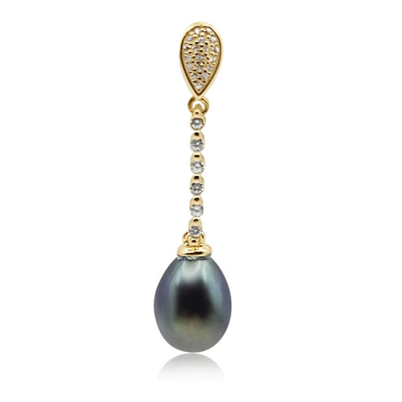 Cultured Pearl Earrings Tear-Drop Shape 8 mm AAA Black Color | The South Sea Pearl |  The South Sea Pearl