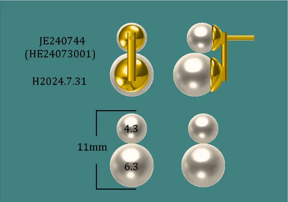 Earrings 9K Yellow Gold and Cultured Pearls AAA | The South Sea Pearl |  The South Sea Pearl