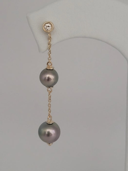 Earrings of Tahiti Pearls AAA, Diamonds and 18K Solid Gold | The South Sea Pearl |  The South Sea Pearl