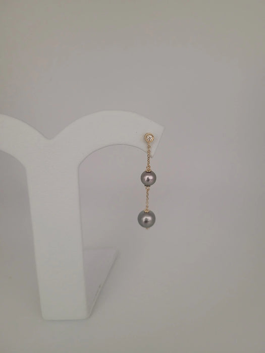 Earrings of Tahiti Pearls AAA, Diamonds and 18K Solid Gold | The South Sea Pearl |  The South Sea Pearl