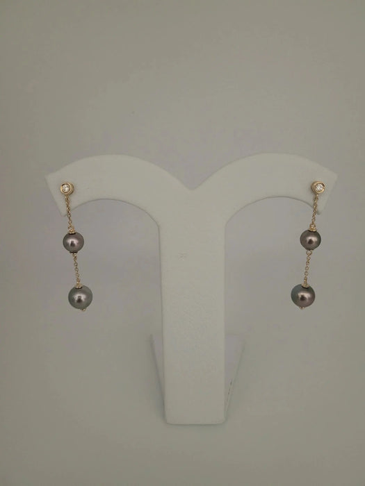 Earrings of Tahiti Pearls AAA, Diamonds and 18K Solid Gold | The South Sea Pearl |  The South Sea Pearl