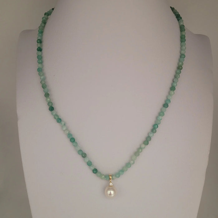 Emeralds, Diamond, Akoya Pearl & White 18K Gold Necklace | The South Sea Pearl |  The South Sea Pearl