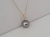 Pendant Necklace of a Tahiti Pearl 9-10 mm AAA, Diamond and 18K Solid Yellow Gold | The South Sea Pearl |  The South Sea Pearl