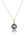 Pendant Necklace of a Tahiti Pearl 9-10 mm AAA, Diamond and 18K Solid Yellow Gold | The South Sea Pearl |  The South Sea Pearl
