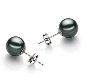 Tahitian Pearl Earrings in 925 Sterling Silver - Sizes from 9-11mm