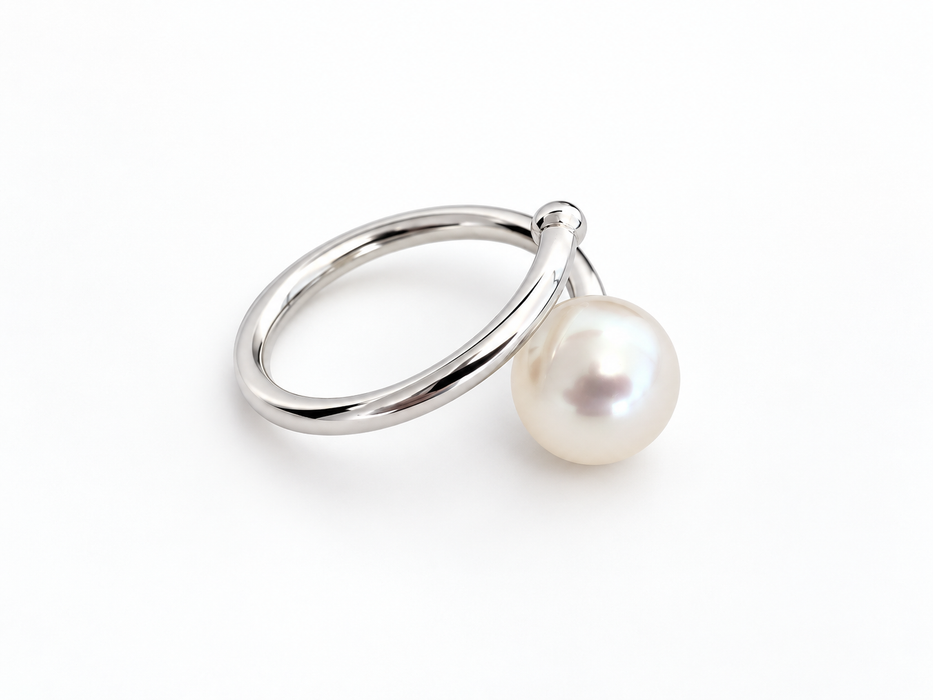 White South Sea Pearl Ring — Adjustable .925 sterling silver