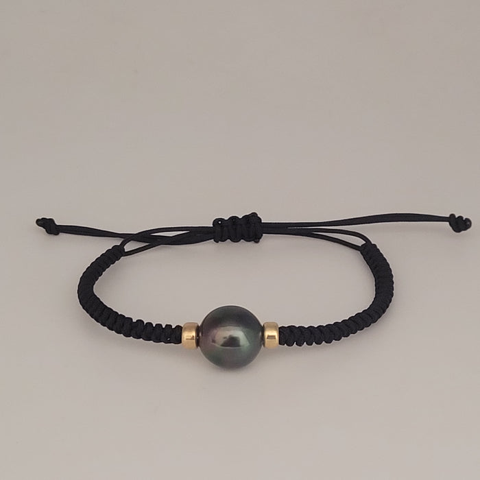 Tahiti Pearl Bracelet 12-13 mm AAA & Gold 18K  adjustable handmade