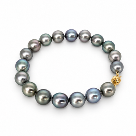 Tahiti Pearls Bracelet 9-10 mm AAA, 18K Gold Clasp