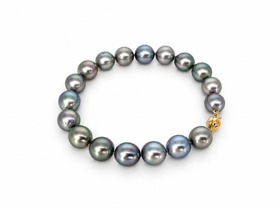 Tahiti Pearls Bracelet 9-10 mm AAA, 18K Gold Clasp