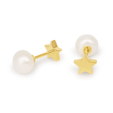 Reversible Cultured Pearl Earrings in Gold Plated Silver 925 | The South Sea Pearl |  The South Sea Pearl
