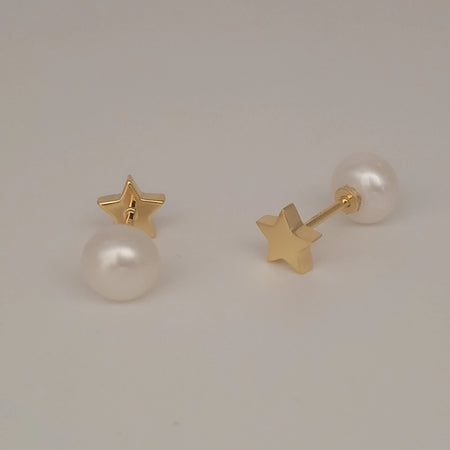 Reversible Cultured Pearl Earrings in Gold Plated Silver 925 | The South Sea Pearl |  The South Sea Pearl