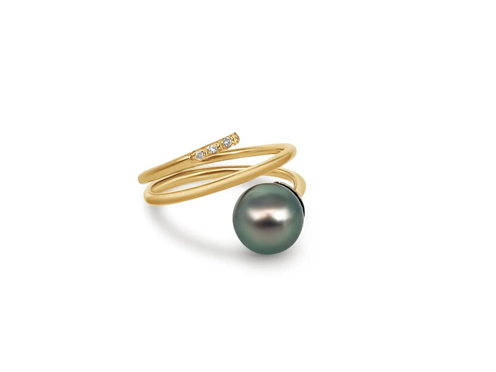 Tahitian Pearl Rings — Natural Color, Silver & 18K Gold
