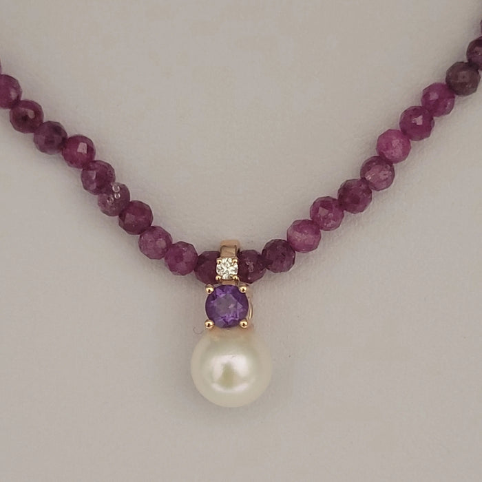 Ruby, Akoya Pearl, Diamonds & Yellow Solid Gold 18K | The South Sea Pearl |  The South Sea Pearl