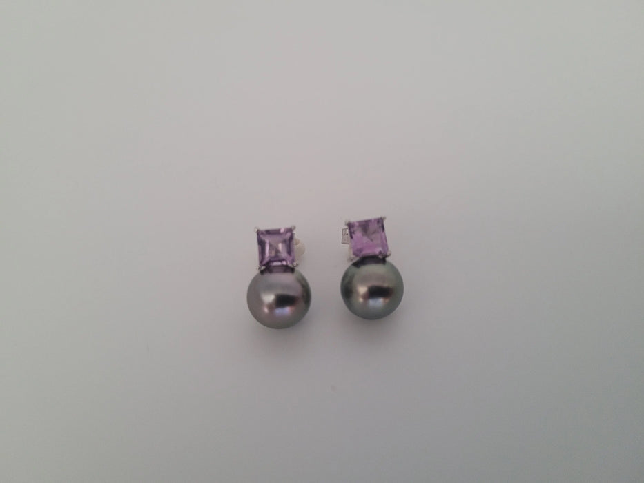 Stud Earrings Tahiti Pearls AAA 9-10 mm, Precious Stones, 18K Solid Gold | The South Sea Pearl |  The South Sea Pearl