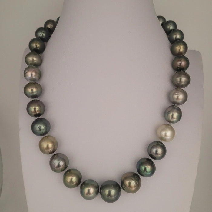 Tahiti 12-14 mm Multi-Color Pearls Very High Luster 18K Gold Clasp | The South Sea Pearl |  The South Sea Pearl