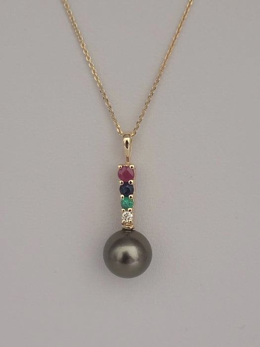 Tahiti Pear 9 mml Pendant 18K Gold, Precious Stones, Diamond | The South Sea Pearl |  The South Sea Pearl