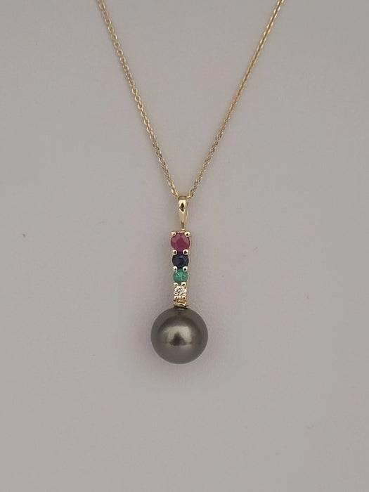Tahiti Pear 9 mml Pendant 18K Gold, Precious Stones, Diamond | The South Sea Pearl |  The South Sea Pearl