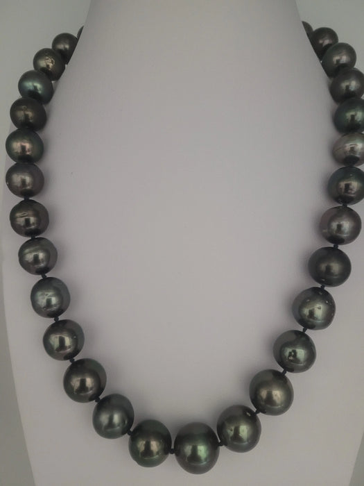 Tahiti Pearl Necklace 12-14 mm Dark Natural Color and High Luster 18K Gold Clasp | The South Sea Pearl |  The South Sea Pearl
