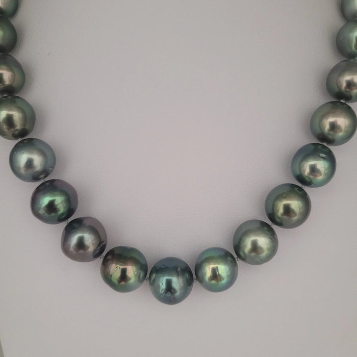 Tahiti Pearls 12-13 mm Very High Luster Light Green Color 18K Gold Clasp | The South Sea Pearl |  The South Sea Pearl