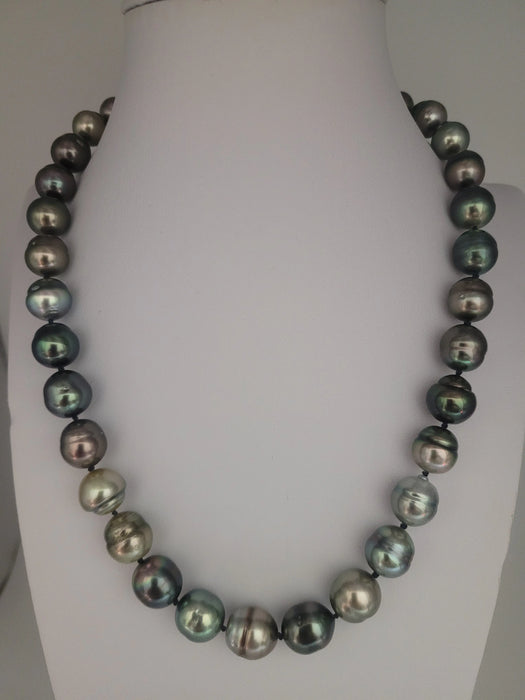 Tahiti Pearls Necklace 10-12 mm Natural Multicolor AAA 18 Inches 18K Solid Gold clasp | The South Sea Pearl |  The South Sea Pearl