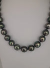 Tahiti Pearls Necklace 11-12 mm Dark Natural Color with Very High Luster, 18K Solid Gold Clasp | The South Sea Pearl |  The South Sea Pearl