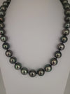Tahiti Pearls Necklace 11-12 mm Dark Natural Color with Very High Luster, 18K Solid Gold Clasp | The South Sea Pearl |  The South Sea Pearl