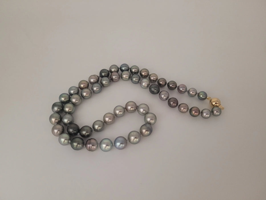 Tahiti Pearls Necklace 8 mm multicolor, round, high luster, 18K gold clasp | The South Sea Pearl |  The South Sea Pearl