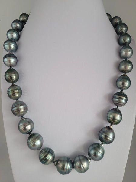 Tahiti Pearls Necklace large size 12-14 mm of Dark Natural Color |  The South Sea Pearl |  The South Sea Pearl